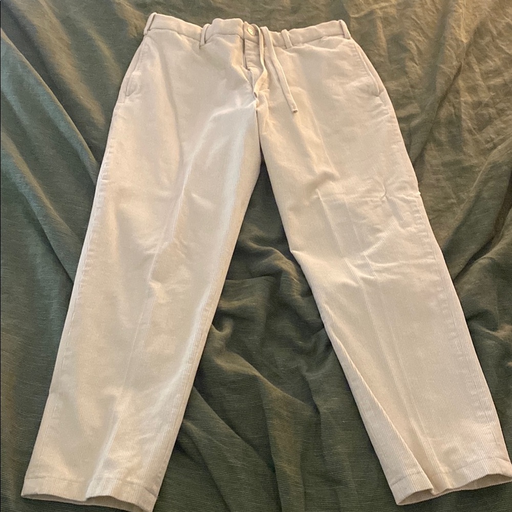 Uniqlo White Corduroy Pants Relaxed Fit